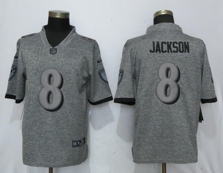 Men Baltimore Ravens 8 Jackson Gray Vapor Untouchable Stitched Gridiron Nike Limited NFL Jerseys